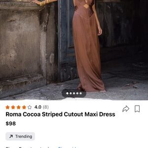 Roma Brown Striped Cutout Maxi Dress